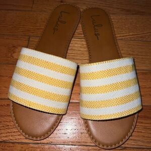 Lulus Yellow/White Stripe Sandals